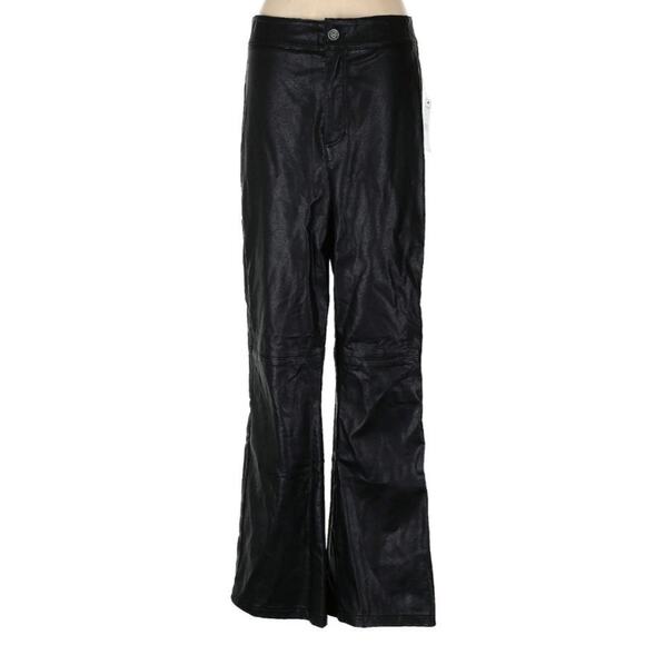 NWT Free People Black Faux Leather Size 6 Pants - Picture 1 of 6